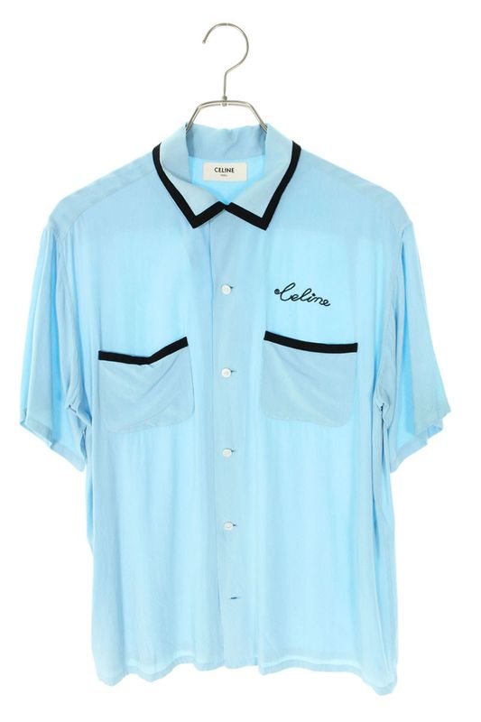 Celine 2c516852c Logo Embroidery Loose Bow Ring Short Sleeve Shirt Men's 37