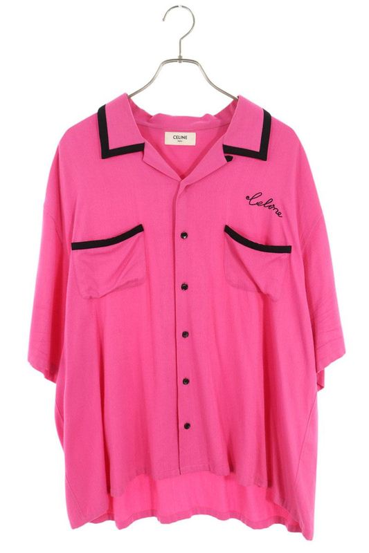 Celine 2c831171s Logo Embroidered Beau Ring Short Sleeve Shirt Men's 41