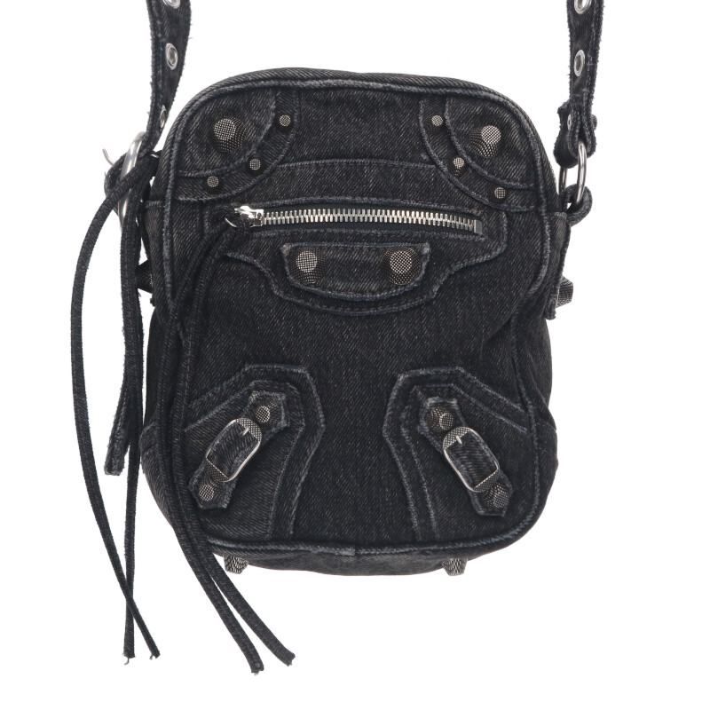 Balenciaga 719065 LE Cagole Le Cagole Studded Denim Shoulder Bag For Men