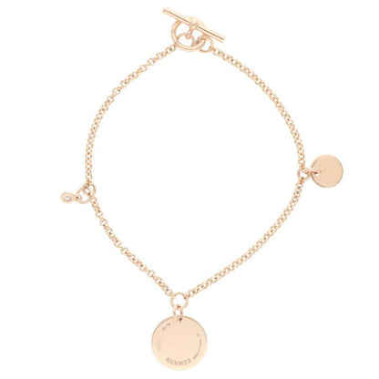 Hermes Exlibris PM 18K Pink Gold 1 Diamond Bracelet Men's ST