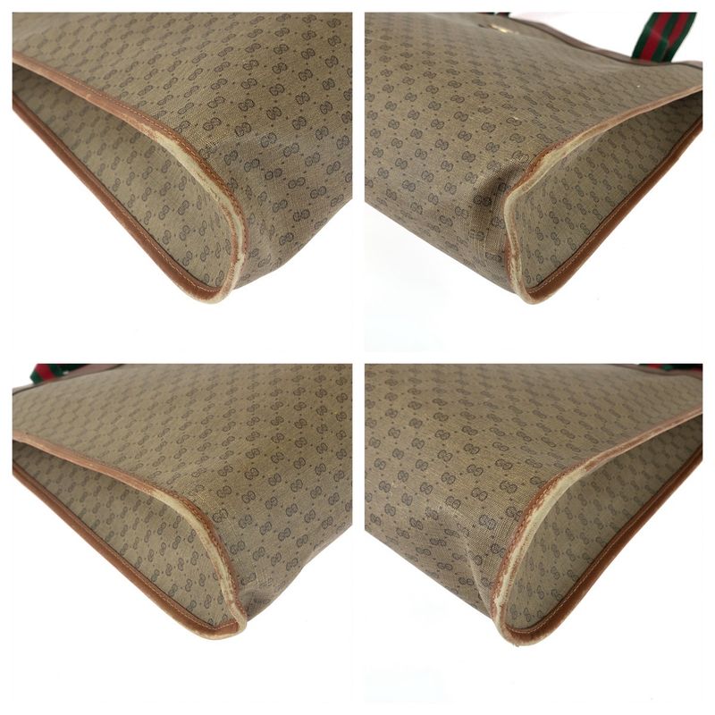 Gucci Vintage Sherry Line Micro GG Brown GG Supreme Canvas Tote Shoulder Bag