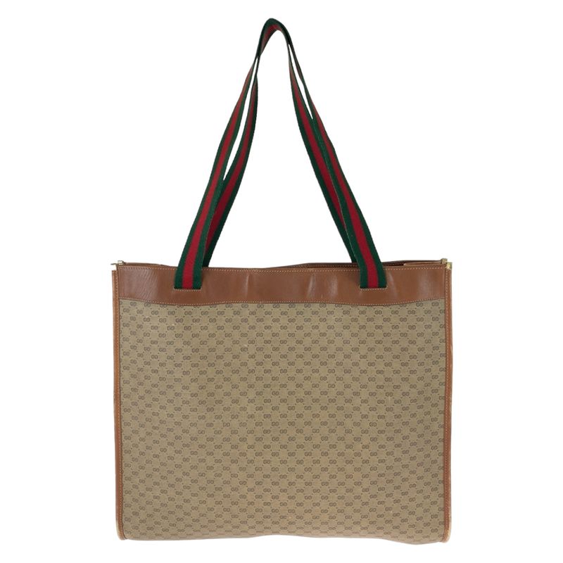Gucci Vintage Sherry Line Micro GG Brown GG Supreme Canvas Tote Shoulder Bag