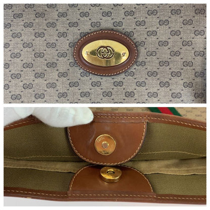 Gucci Vintage Sherry Line Micro GG Brown GG Supreme Canvas Tote Shoulder Bag