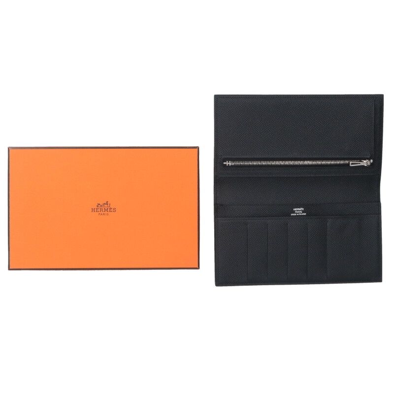 Hermes Citizen Twill Silk Quinn U Engraved Vaux Epson Bifold Wallet Men's