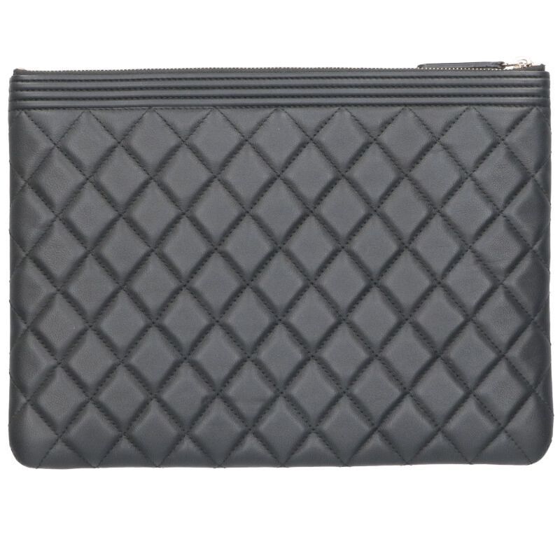 Chanel 17B Boy Chanel Quilted Leather Clutch Bag Women