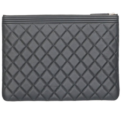 Chanel 17B Boy Chanel Quilted Leather Clutch Bag Women