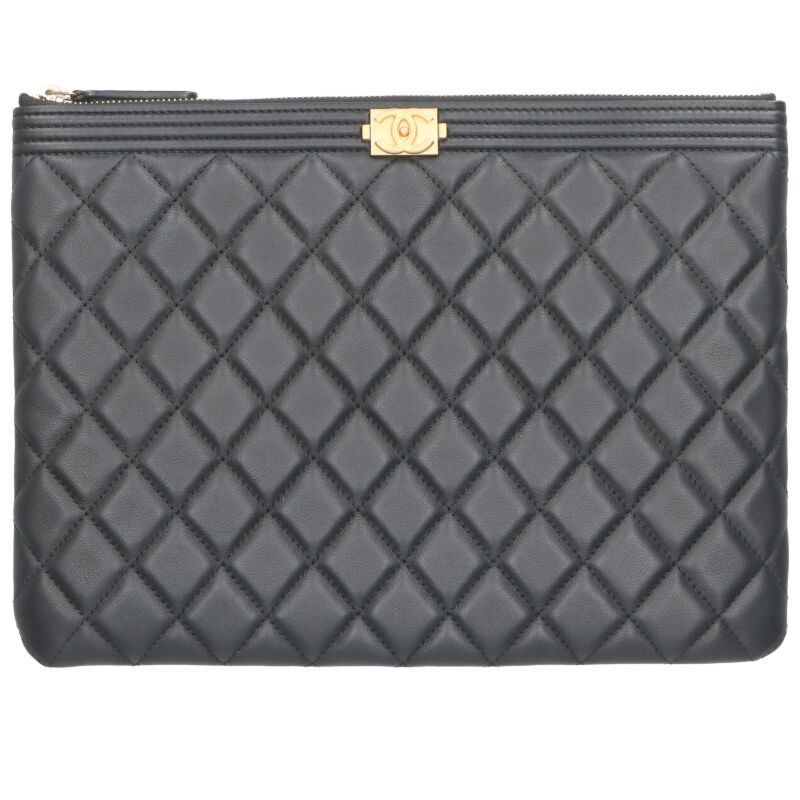 Chanel 17B Boy Chanel Quilted Leather Clutch Bag Women