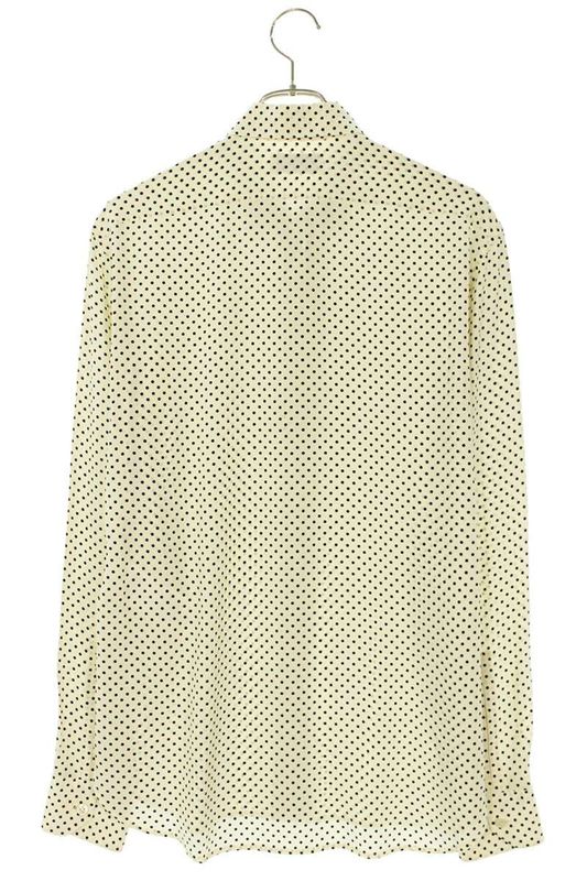 Saint Laurent Paris 23AW 646850 Y1h53 Polka Dot Silk Eve Collar Long Sleeve
