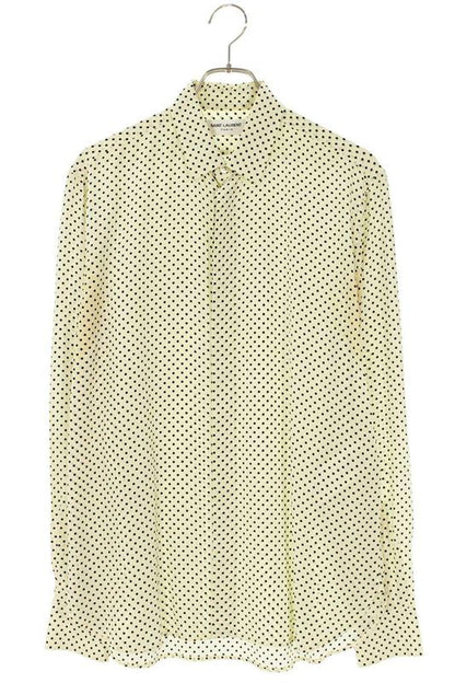 Saint Laurent Paris 23AW 646850 Y1h53 Polka Dot Silk Eve Collar Long Sleeve