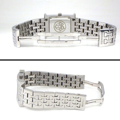 Hermes Watch Hh1.210 12 Points Diamond Index Square White Shell Dial SS Quartz