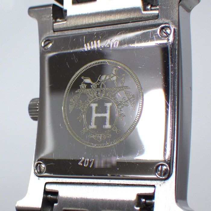 Hermes Watch Hh1.210 12 Points Diamond Index Square White Shell Dial SS Quartz