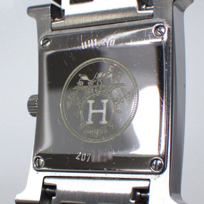 Hermes Watch Hh1.210 12 Points Diamond Index Square White Shell Dial SS Quartz