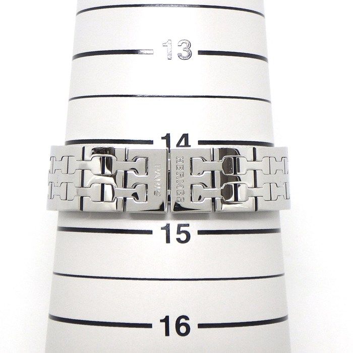 Hermes Watch Hh1.210 12 Points Diamond Index Square White Shell Dial SS Quartz