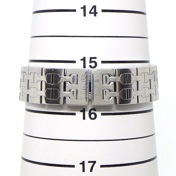 Hermes Watch Hh1.210 Square Pink Guilloche Dial SS Quartz Analog