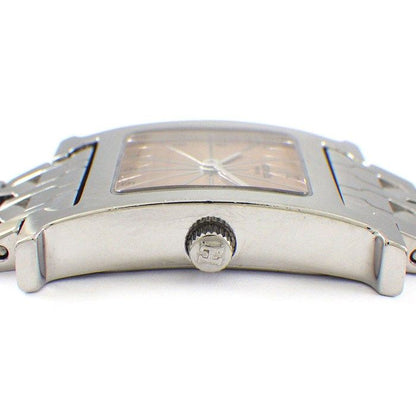 Hermes Watch Hh1.210 Square Pink Guilloche Dial SS Quartz Analog