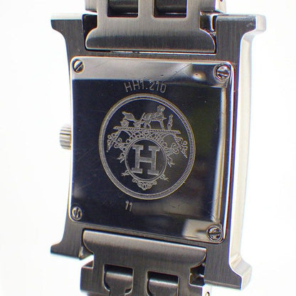 Hermes Watch Hh1.210 Square Pink Guilloche Dial SS Quartz Analog