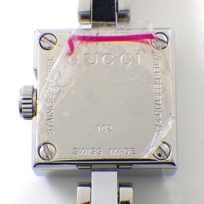 Gucci Watch G Mini 102 Square Pave Diamond Dial SS Quartz Analog