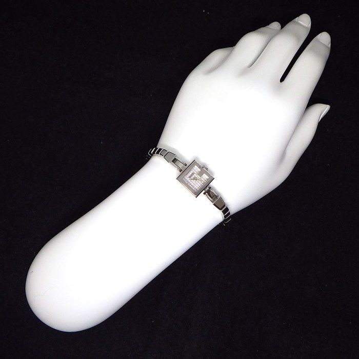 Gucci Watch G Mini 102 Square Pave Diamond Dial SS Quartz Analog