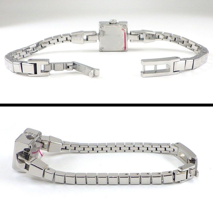 Gucci Watch G Mini 102 Square Pave Diamond Dial SS Quartz Analog