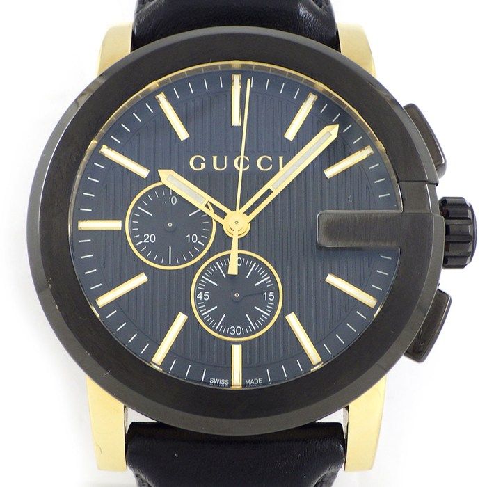 Gucci Watch G Chrono 101.2 Black Dial Chronograph Small Second Luminescent