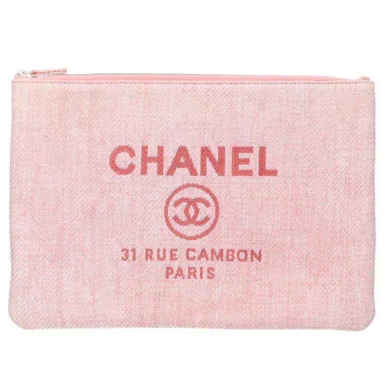 Chanel Deauville Logo Embroidery Clutch Bag Women