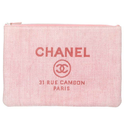 Chanel Deauville Logo Embroidery Clutch Bag Women