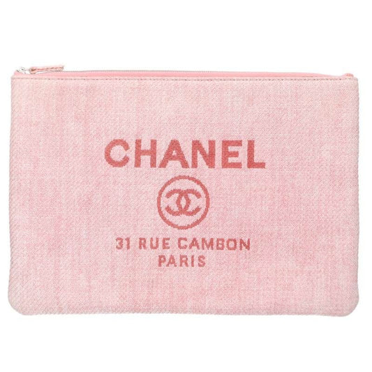 Chanel Deauville Logo Embroidery Clutch Bag Women