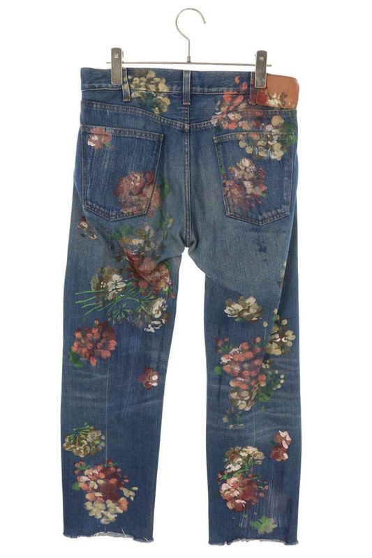 Gucci 16AW 408635 Xd481 Floral Design Cut-off Denim Pants Men's