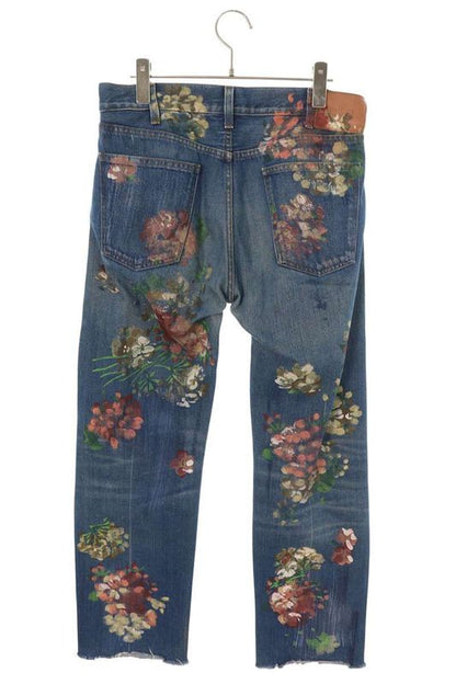 Gucci 16AW 408635 Xd481 Floral Design Cut-off Denim Pants Men's