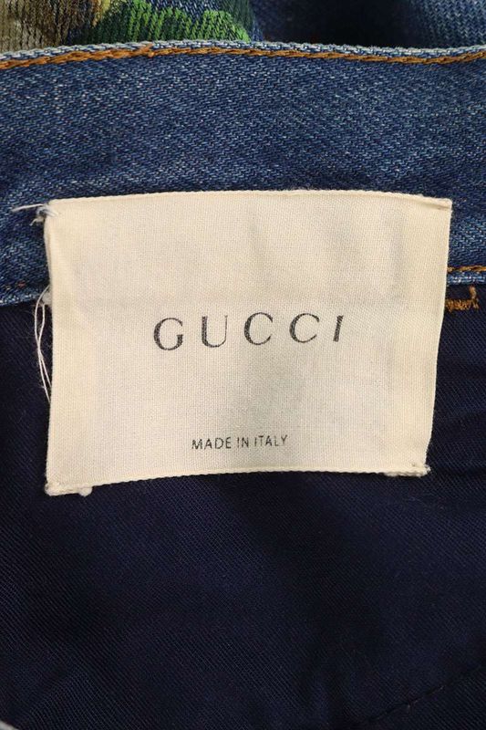 Gucci 16AW 408635 Xd481 Floral Design Cut-off Denim Pants Men's