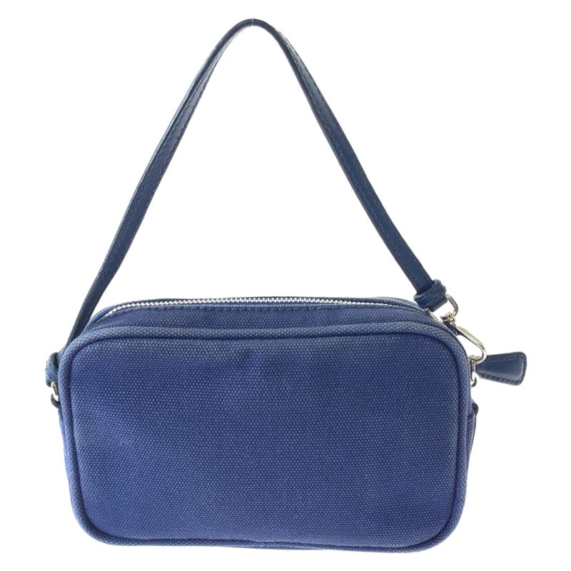 Prada Blue Silver Hardware Canvas Mini Handbag Accessory Pouch Women 506367