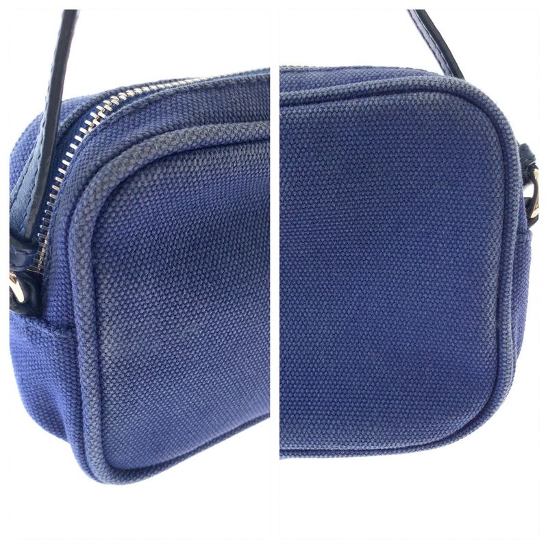 Prada Blue Silver Hardware Canvas Mini Handbag Accessory Pouch Women 506367