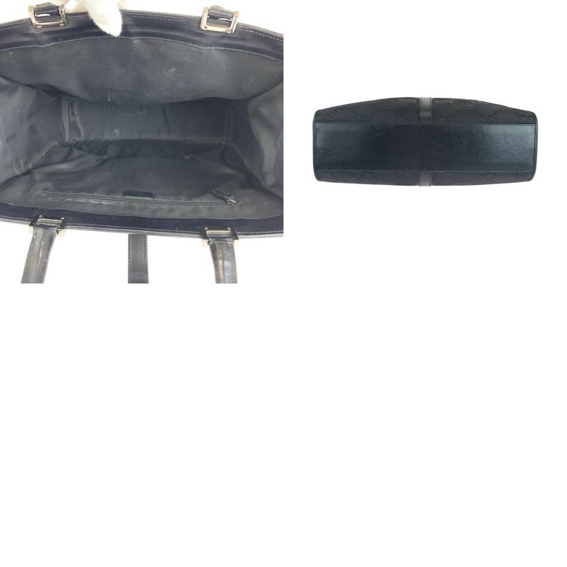 Gucci Jackie Black Silver Hardware GG Canvas 002 1064 Tote Bag Handbag Women