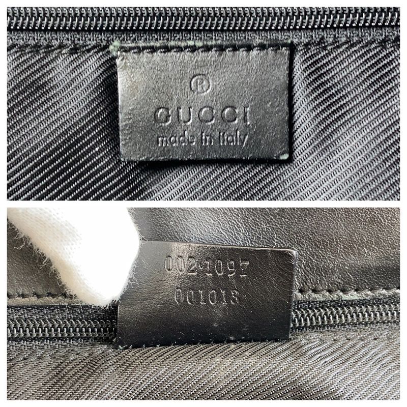Gucci Black Gold Hardware GG Canvas Leather 002 1097 Tote Bag Shoulder Bag