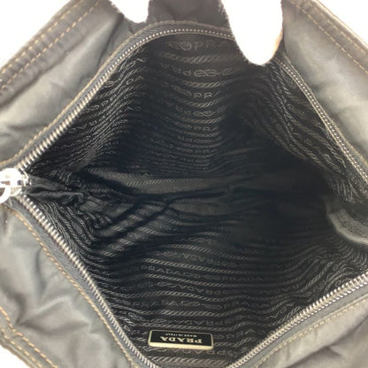 Prada Triangle Logo Plate Tessuto Black Silver Hardware Nylon Shoulder Bag