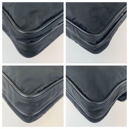 Prada Triangle Logo Plate Tessuto Black Silver Hardware Nylon Shoulder Bag