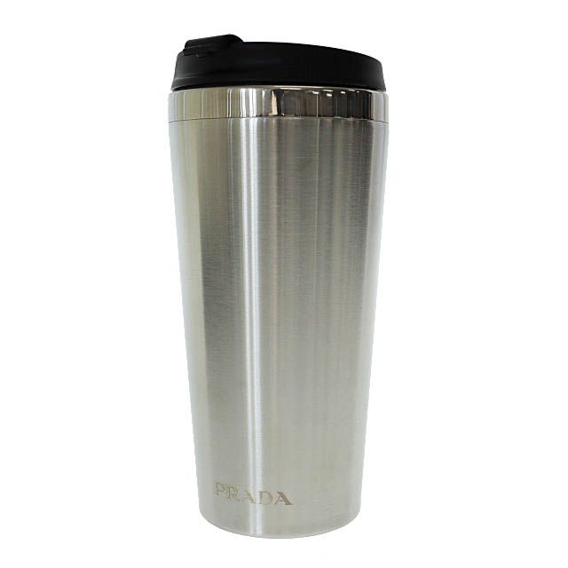 Prada Travel Bottle with Triangle Logo Cabas Tumbler Water Bottle 2up010 Black