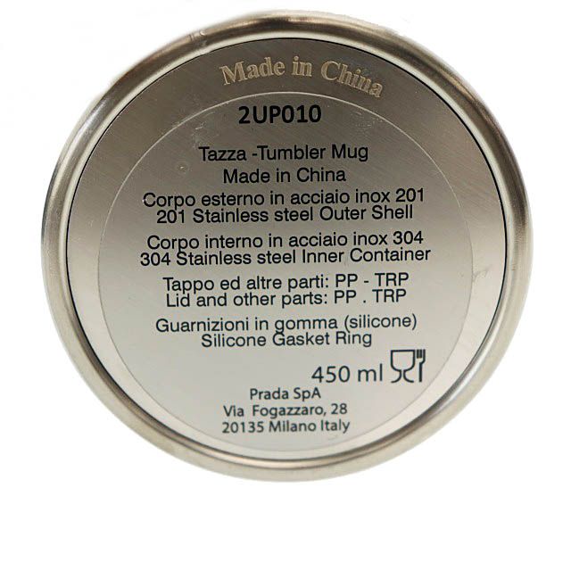 Prada Travel Bottle with Triangle Logo Cabas Tumbler Water Bottle 2up010 Black