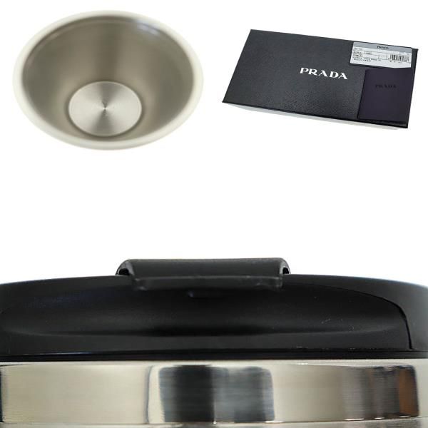 Prada Travel Bottle with Triangle Logo Cabas Tumbler Water Bottle 2up010 Black