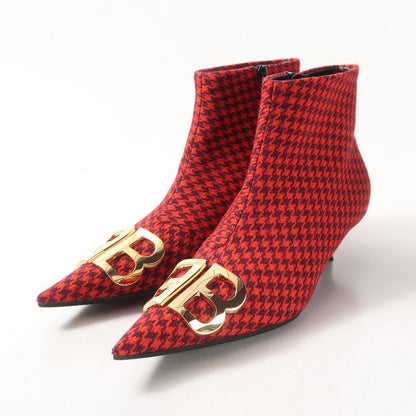 Balenciaga Boots Size 36 BB Ankle Boots Pointed Toe Hound Tooth Made in Italy