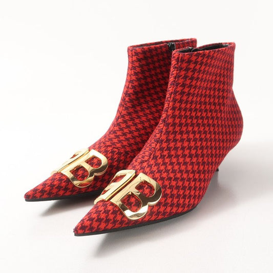 Balenciaga Boots Size 36 BB Ankle Boots Pointed Toe Hound Tooth Made in Italy