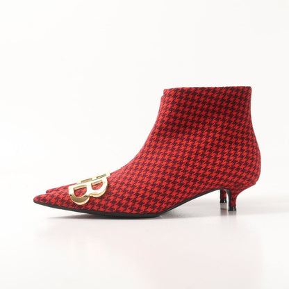 Balenciaga Boots Size 36 BB Ankle Boots Pointed Toe Hound Tooth Made in Italy