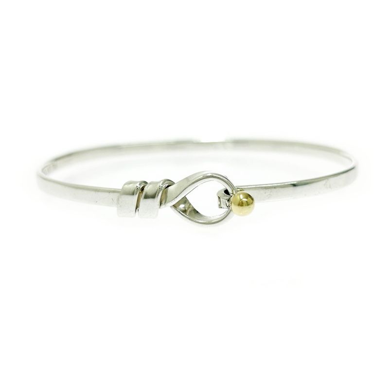 Tiffany & Co Tiffany & Co Silver Gold Hook & Eye Bangle 9.2g 925 750 Engraved