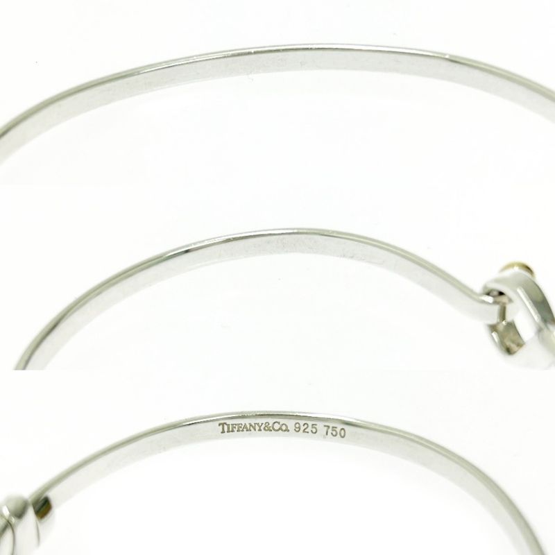 Tiffany & Co Tiffany & Co Silver Gold Hook & Eye Bangle 9.2g 925 750 Engraved