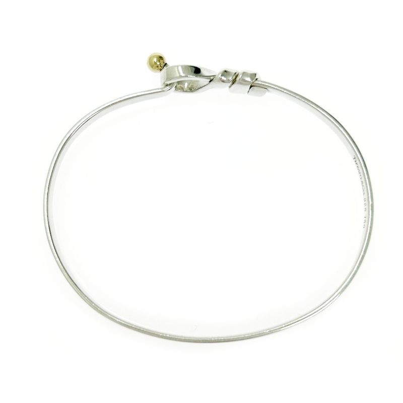Tiffany & Co Tiffany & Co Silver Gold Hook & Eye Bangle 9.2g 925 750 Engraved