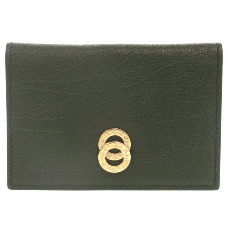 Bvlgari Leather Green Card Case Business Card Holder Green 1033 Bvlgari