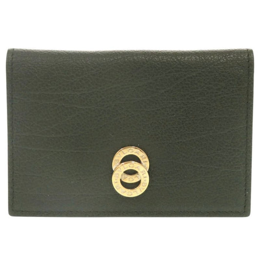 Bvlgari Leather Green Card Case Business Card Holder Green 1033 Bvlgari