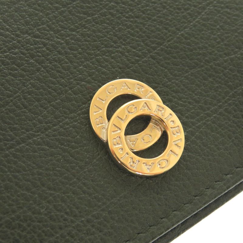 Bvlgari Leather Green Card Case Business Card Holder Green 1033 Bvlgari