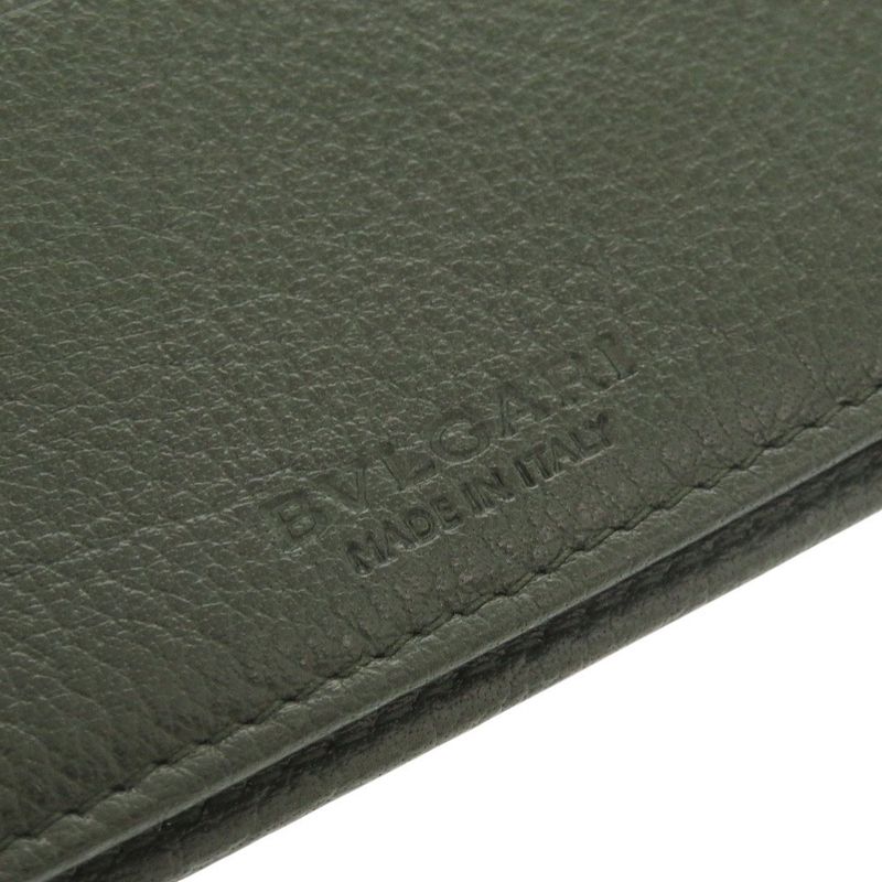 Bvlgari Leather Green Card Case Business Card Holder Green 1033 Bvlgari