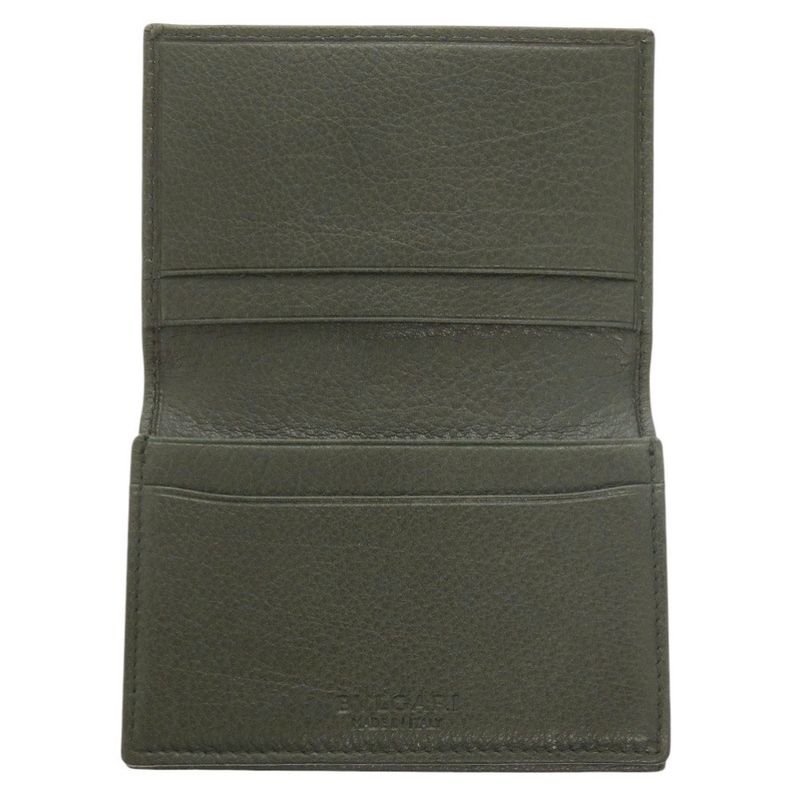 Bvlgari Leather Green Card Case Business Card Holder Green 1033 Bvlgari
